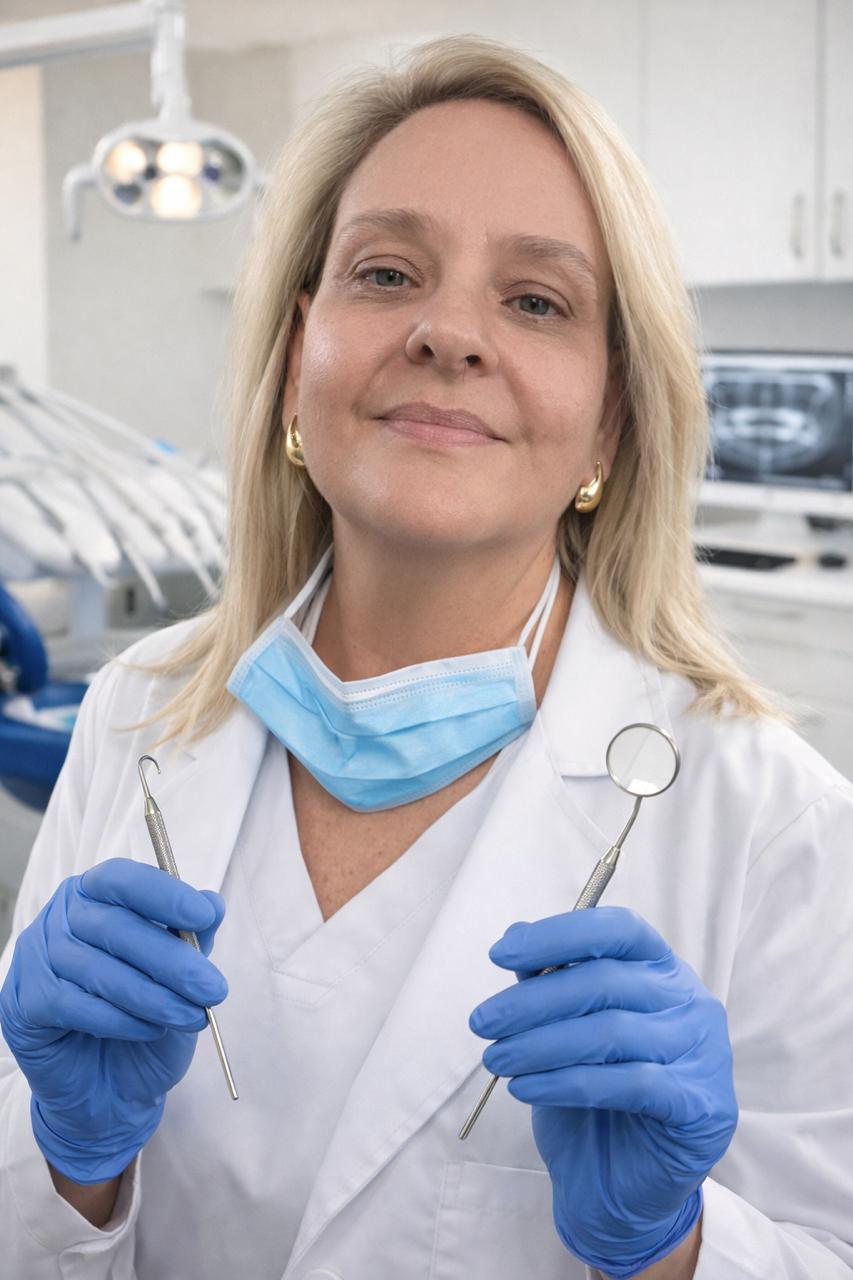 Dra. Juliana em atendimento odontológico